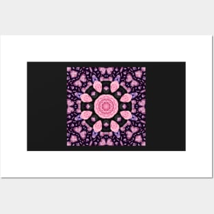 Crystal Hearts and Flowers Valentines Kaleidoscope pattern (Seamless) 23 Posters and Art